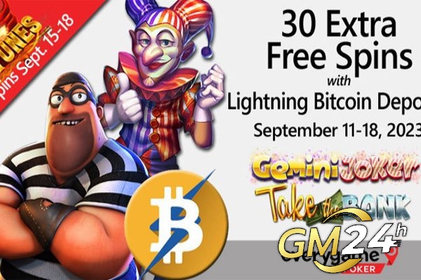 Everygame Poker ให้รางวัล 30 ฟรีสปินเพิ่มเติมสำหรับการฝาก Lightning Bitcoin ในสองสล็อตยอดนิยม